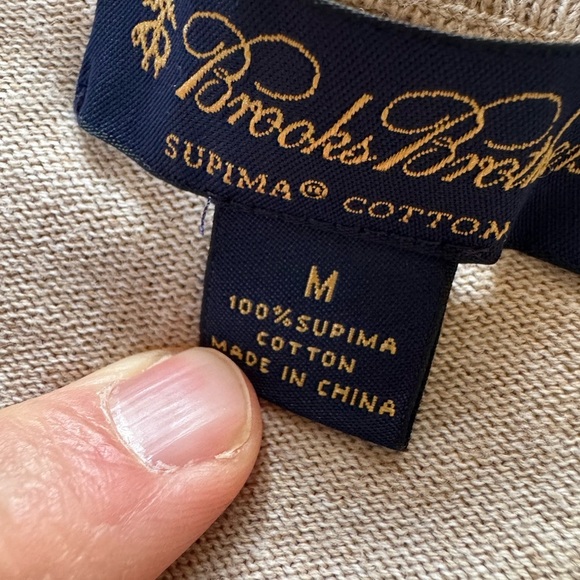 Brooks Brothers Men's 100% Supima Cotton V-Neck Pullover Sweater Beige Size Med - Picture 4 of 4